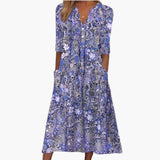 Boho Midi-Kleid für Damen - Sommerlich und Fließend im Stil – Blau