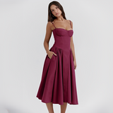 Michaela - Stilvolles und elegantes Midi-Kleid – Dunkelrot