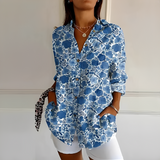 Eleanor - Stilvolle Bluse mit Knopfleiste – Blau