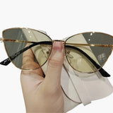 Damen Sonnenbrille mit UV400 Schutz aus Metall für Sommer – Gold-Gray pink