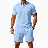 Aldrin - Trendiges Polo- und Short-Set für Männer – Hellblau