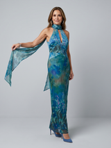 Juniper | Keyhole Halter Ärmelloses Maxikleid – Blau
