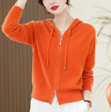 Kiana – Gestrickter Kaschmir-Hoodie – Orange