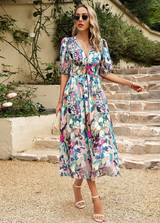 Josette - Midi Kleid Mit Blumenmuster – Mehrfarbig