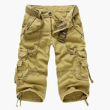 Herren Cargoshorts mit Taschen und verstellbarem Bund für Sommer – Gelb