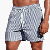 Herren Boardshorts mit Streifen und elastischem Bund – Grau