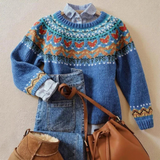 Arvy™ - Eleganter Vintage-Strickpullover – Blau