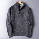 Bequemer herren-strickpullover mit reißverschluss – Schwarz