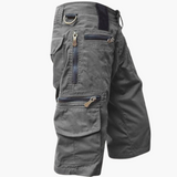 Herren knielange Cargo-Shorts mit mehreren Taschen und Gürtelschlaufen – Grau