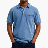 Poloshirt Klassisches - Kurzarmshirt für Herren mit Tasche – Blau