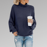 Damen Pullover | Strick klassisch mit Stehkragen – Blau
