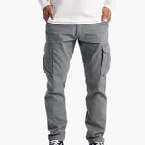 Herren Sommer Cargohose mit Taschen und verstellbarem Bund – Hellgrau