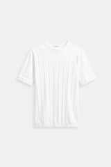Old Money Classic Heavy O-Neck Striped T-Shirt – Weiß