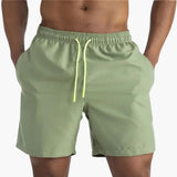 Herren Badeshorts mit Kordelzug und Seitentaschen – Grün