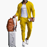 Herren Freizeitanzug mit Reißverschlussjacke und Jogginghose – Gelb
