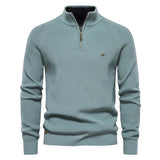 Gianni - Stilvoller Zip-Up Pullover – Seeblau