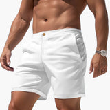 Herren Sommer Shorts mit Seitentaschen und Umschlagsäumen – Weiß