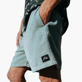 Herren Sommer Shorts mit Seitentaschen und elastischem Bund – Graugrün
