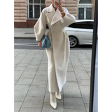 Eleganter einfarbiger langer Trenchcoat für Damen | Ideal für Frühling und Herbst – Weiß