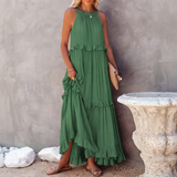 Vessa - Stilvolles Stufen-Maxikleid – Grün
