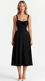 Kiana - Stilvolles Midikleid mit Schlitz – Schwarz
