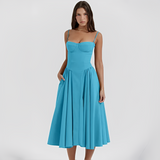 Michaela - Stilvolles und elegantes Midi-Kleid – Blau
