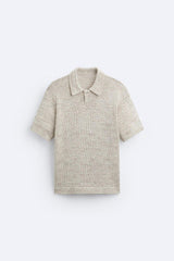 Lässiges Strickpolo im Vintage-Look – Sand