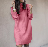 Damen Rollkragen Pulloverkleid | Langarm – Rosa