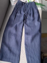 Moriah - Luftige Leinenhose mit weitem Bein – Marineblau