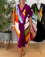 Rianna - Kleid mit abstraktem Druck – Lila (Fast ausverkauft)