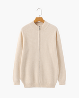 Wesley | Rippenstrick Reißverschluss Kaschmir Strickjacke für Männer – Beige