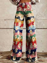 Léon - Retro Blumenhosen – Mehrfarbig