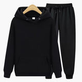 Herren Jogginganzug mit Kapuzenpullover und Bündchenhose – Schwarz