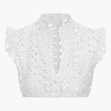 Broderie Anglaise Dirndlbluse für Damen - Oktoberfest 2025 – Weiß