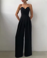Zorya – Eleganter Ärmelloser Jumpsuit mit weitem Bein – Schwarz