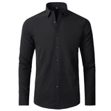 Benjamin | Classic Slim Fit Stretchable Langarm Business Hemd – Burgunderrot
