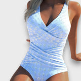 Olympe – Badeanzug mit plissierter Silhouette – Blau