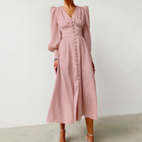 Macie - Elegantes langes Damenkleid – Rosa