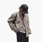 Kurz Wolljacke für Damen – Khaki