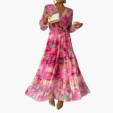 Langärmeliges Sommerkleid - Damenmode für sonnige Tage – Rosa