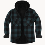 Lazzaro - kuschelige, mit fleece gefütterte herren-flanelljacke mit kapuze – Grün
