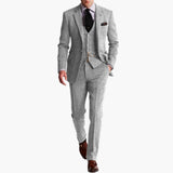 Herren dreiteiliger Anzug mit Weste für Herbst und Winter – Silber