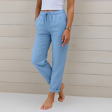 Audrey - Bequeme Hosen mit Kordel – Blau