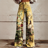 Shelley - Bequeme Weitbeinige Bedruckte Jeans – Gelb