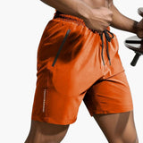 Herren-Trainingsshorts mit Reißverschlusstaschen und Kordelzug – Orangerot