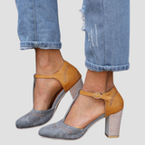 Nadia | Orthopädische Vintage-Heels mit Kontrastdesign – Grau