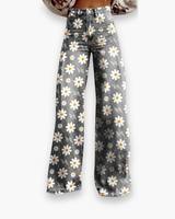 Damen Elegante Stoffhose | Vielseitig und Bequem – Weiße Blume