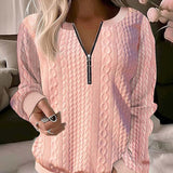 Lyra – lässiger strickpullover mit halbem reibverschluss – Rosa