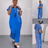 Filiz – Langes, Stilvolles Kleid Mit Kapuze – Blau