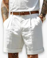 Herren Klassisch Gefaltete Shorts | Komfortabel – Weiß